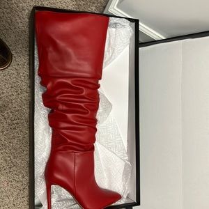 Brand new never worn Iyonna red tall boots